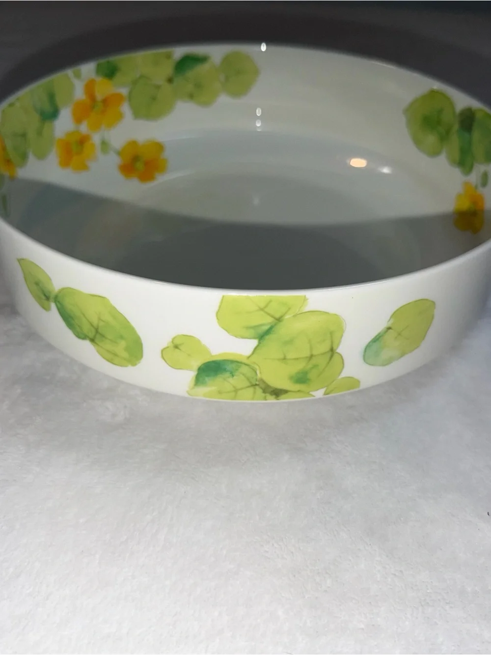 Vintage Mikasa Water Lilies Yellow Bone China Round Vegetable Bowl 9